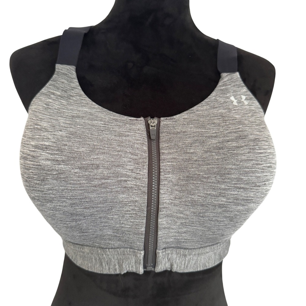 Women's Under Armour Gray Zip Front High Impact Sports Bra 36DD